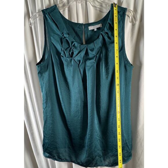 Violet & Claire Sleeveless Scrunched Front Blouse Teal M career preppy 73-46 - Picture 7 of 13